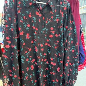 Floral Black and Red Men's Shirt